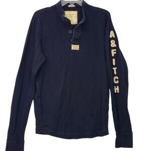 VTG Y2K Abercrombie Fitch Ribbed Henley Mens Waffle Thermal Long Sleeve 2XL